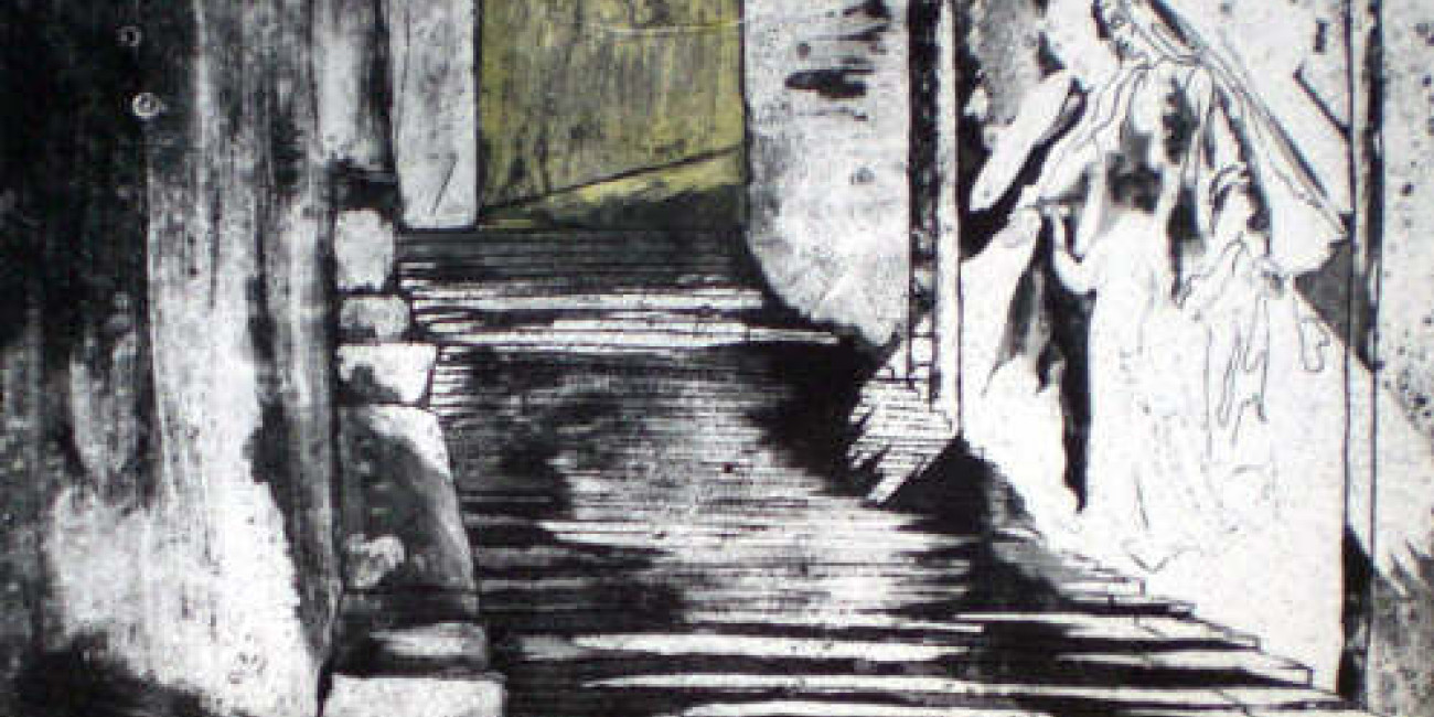 Gravura de Daniela Crespi na exposi&ccedil;&atilde;o colectiva de Joanna Lakta, Daniela Crespi e Marija Toskovic