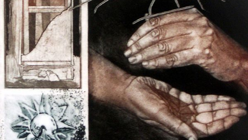 Vis&atilde;o - Hei-de pegar nos meus olhos, deit&aacute;-los num mar sem fundo (pormenor) &middot; água- forte, água tinta e verniz mole &middot; 39,5 x 50,0cm